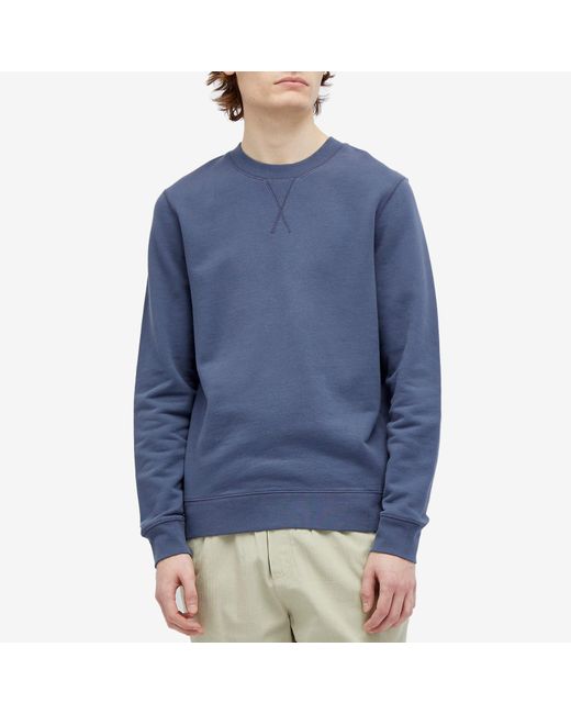 Sunspel Blue Loopback Crew Sweater for men