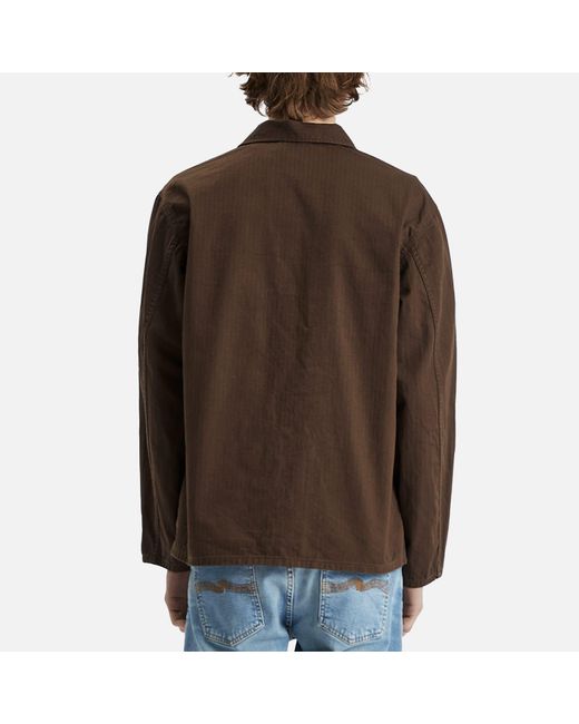 Nudie Jeans Brown Buddy Herringbone Chore Jacket for men