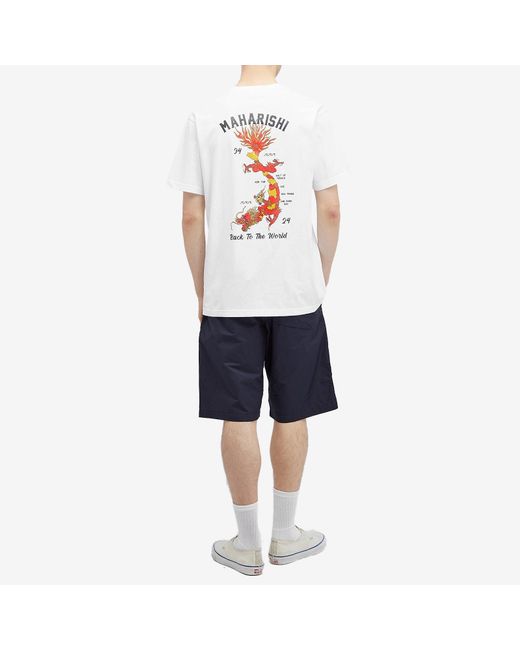 Maharishi White Dragon Map T-Shirt for men