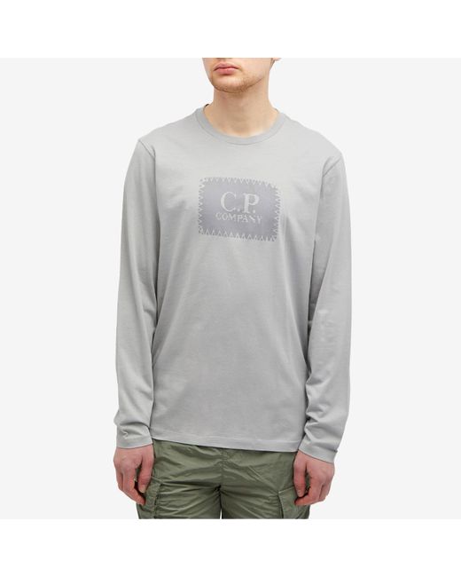 C P Company Gray Box Logo Longsleeve T-Shirt for men