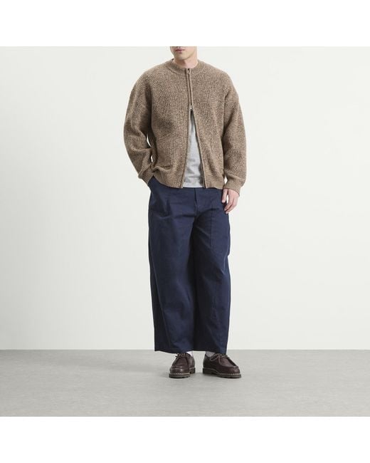 FRIZMWORKS Green Tweed Wool Deck Zip Cardigan for men