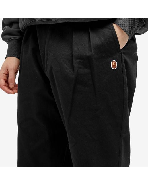 A Bathing Ape Black Ape Head One Point 2Tuck Chino Pants for men