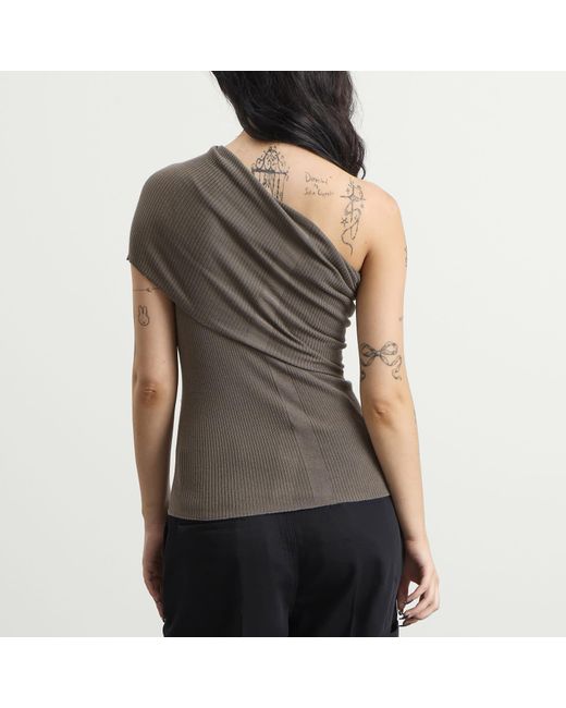 Rick Owens Gray Athena One Shoulder Top