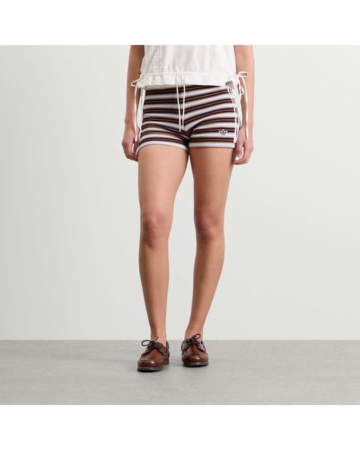 Adidas White Striped Terry Mini Shorts