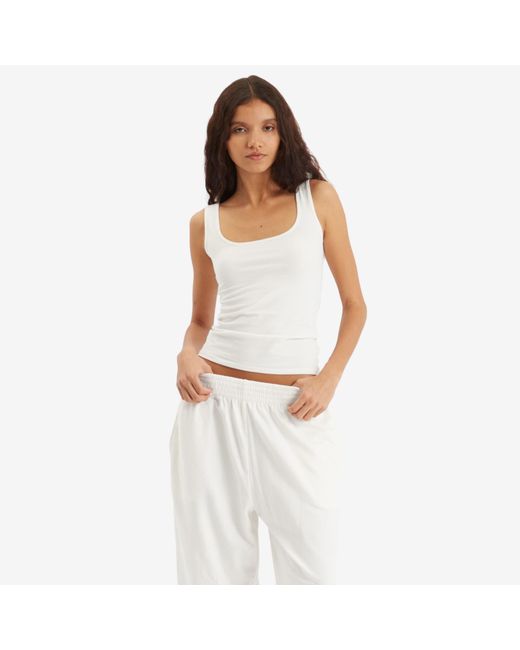 Skims White Square Neck Tank Top
