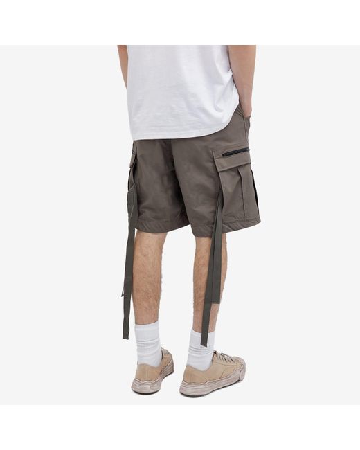 Sacai Gray Matte Taffeta Cargo Shorts for men