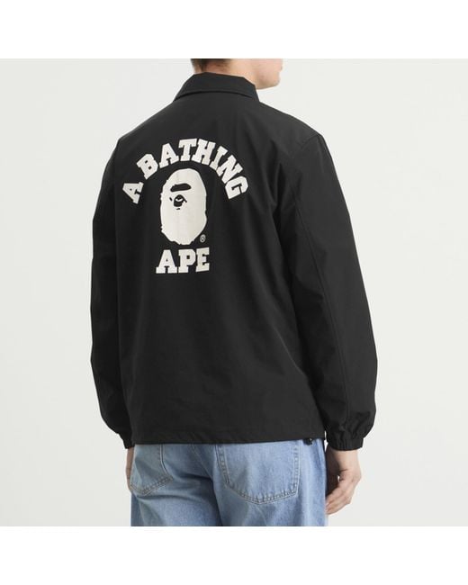 A Bathing Ape Black College Coach Jacket for men