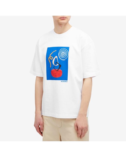Jacquemus Blue Cuadro Arty Picture T-Shirt for men