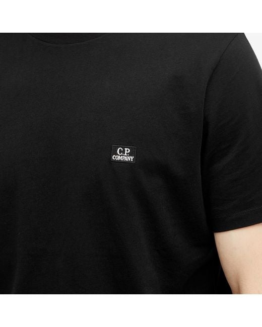 C P Company Black 30/1 Jersey Logo T-Shirt for men