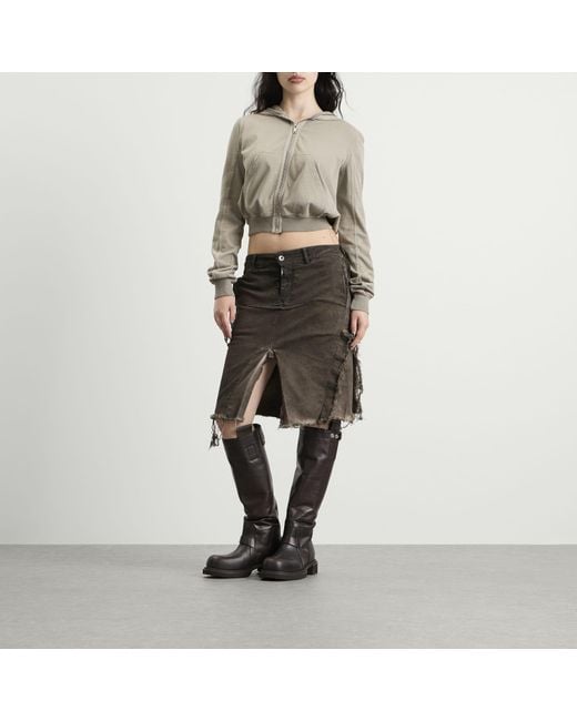 Rick Owens Black Denim Sliced Skirt