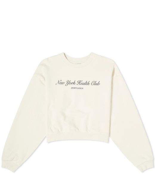 Sporty & Rich Natural Ny Health Club Cropped Crew Sweat