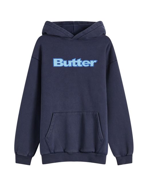 Butter Goods Blue Nylon Logo Applique Hoodie for men