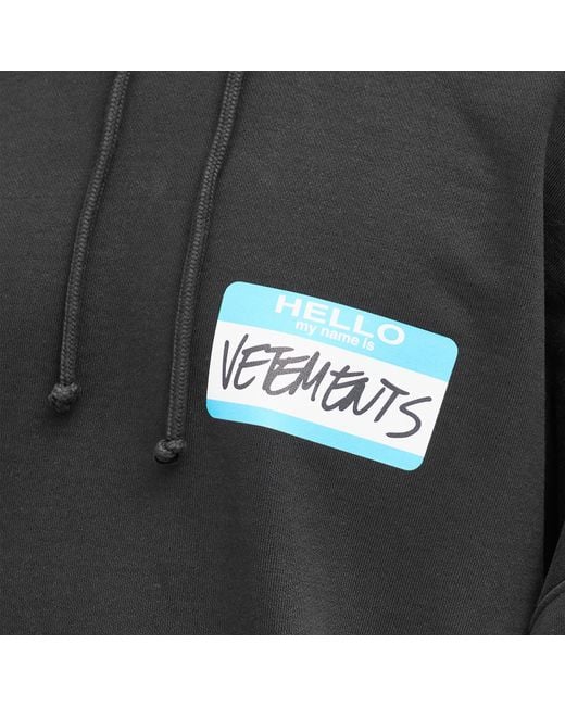 Vetements Black My Name Is Hoody for men