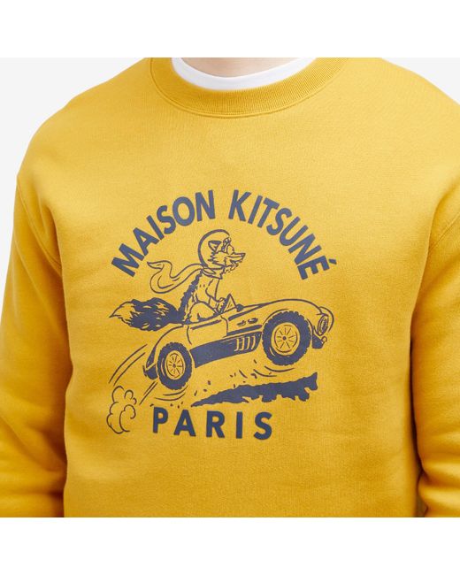 Maison Kitsuné Yellow Racing Fox Comfort Crew Sweat for men