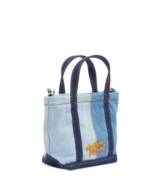 Maison Kitsuné Blue Fox Head Mini Denim Tote Bag