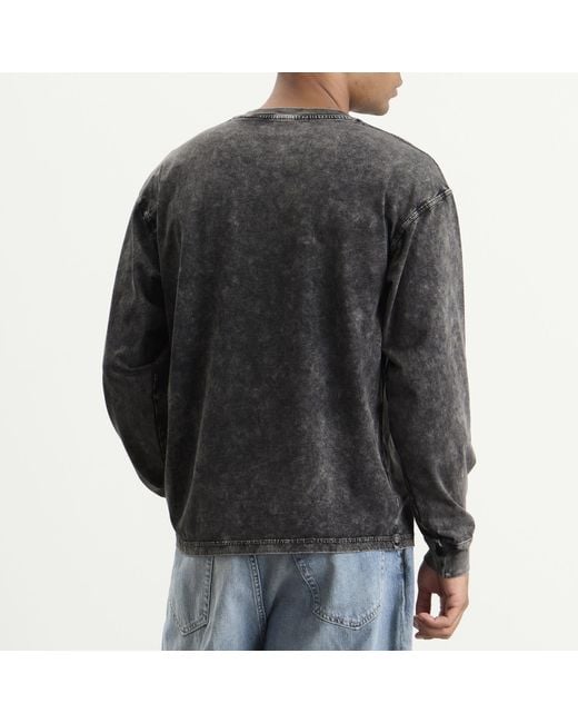 DIESEL Black Garment Dyed Long Sleeve T-Shirt for men