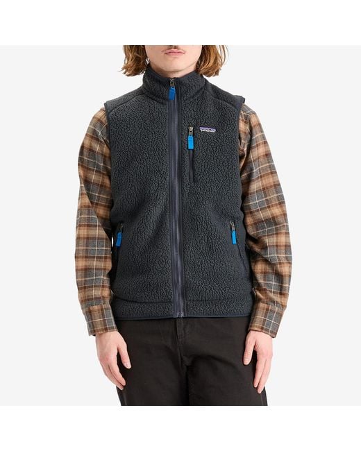 Patagonia Blue Retro Pile Fleece Vest for men