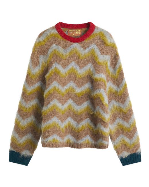 Brain Dead Green Zig Zag Boxy Knit Jumper for men