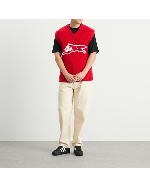 ICECREAM Red Running Dog Knit Vest for men