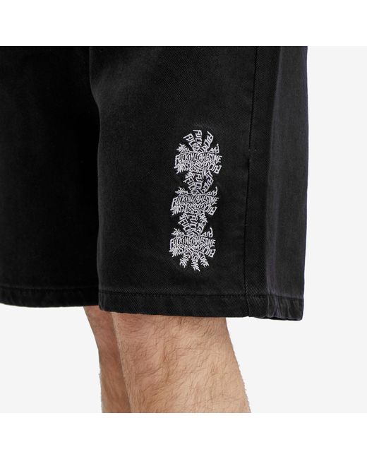 Fucking Awesome Black 3 Spiral Denim Shorts for men