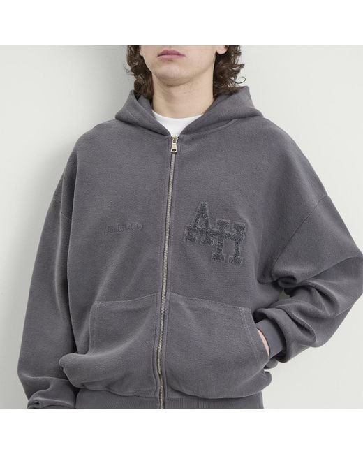 Annie Hood Gray Inside Out College Zip Hoodie for men