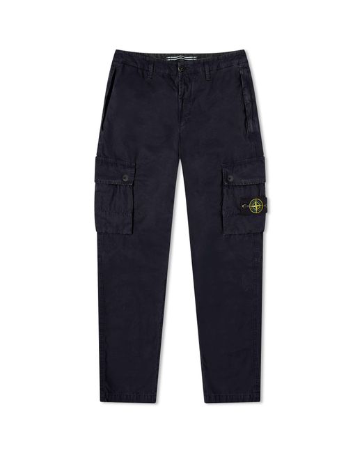 Stone Island Blue Brushed Cotton Canvas Cargo Pants for men