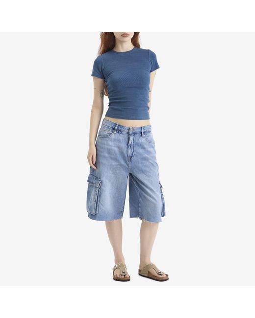 GOOD AMERICAN Blue Denim Cargo Short