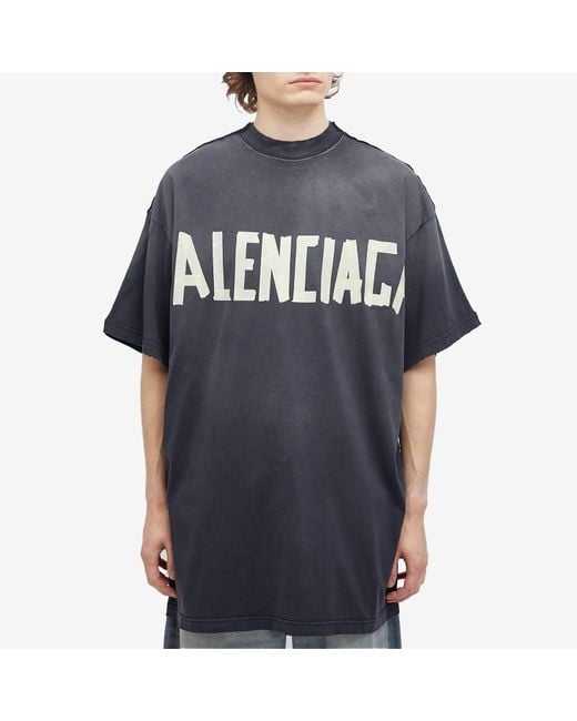 【Balenciaga】DOUBLE T-SHIRT◆835512TSVU9 Men's Balenciaga Back Double T-shirt in Black Faded