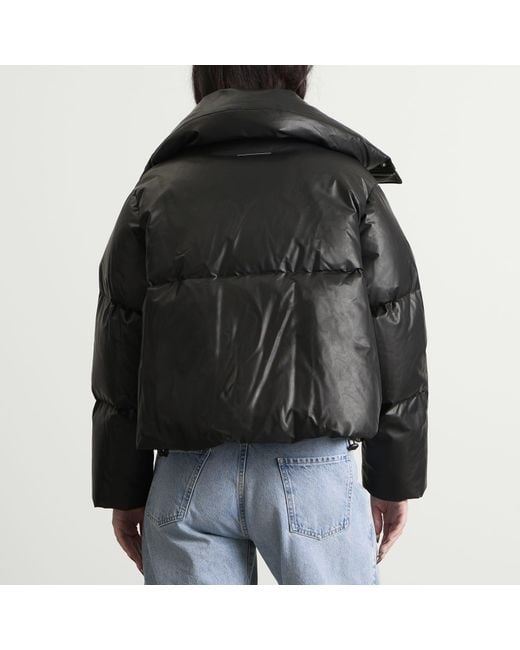 Maison Margiela Black Mm6 Faux Leather Padded Jacket