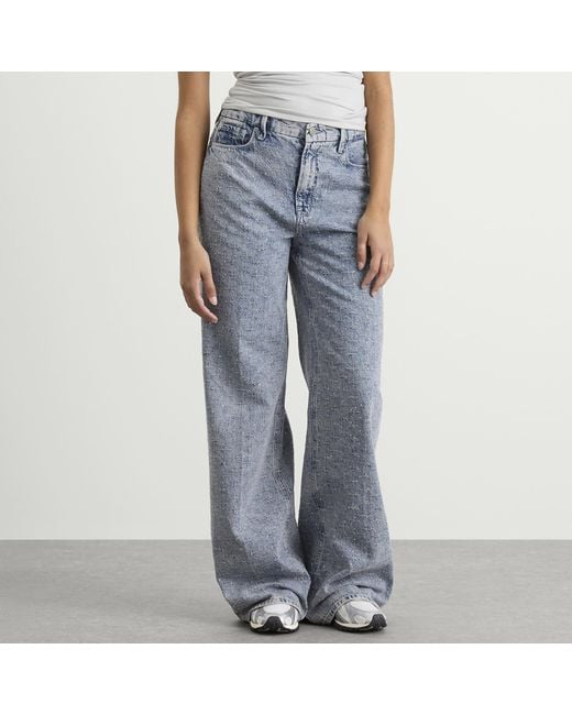 GOOD AMERICAN Blue Good Standard Straight Crystal Jeans