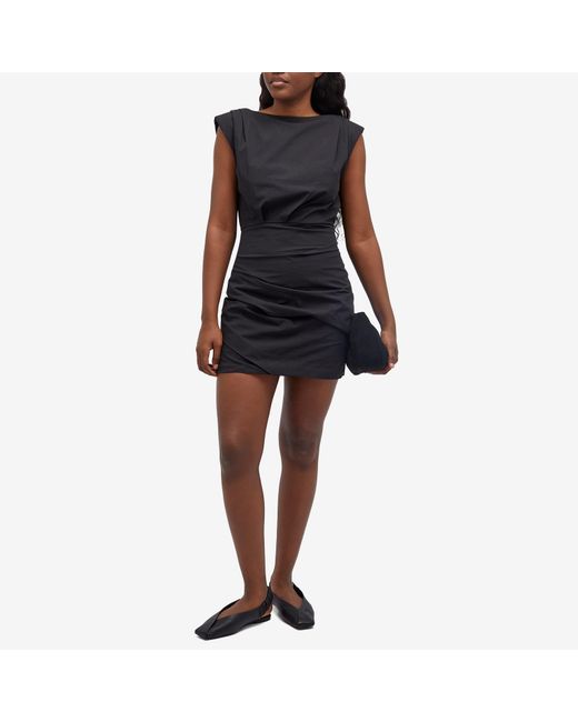 St. Agni Black Bateau Tuck Mini Dress
