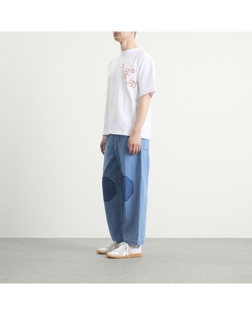 EBIT Blue Octagon Patch Denim Jeans for men