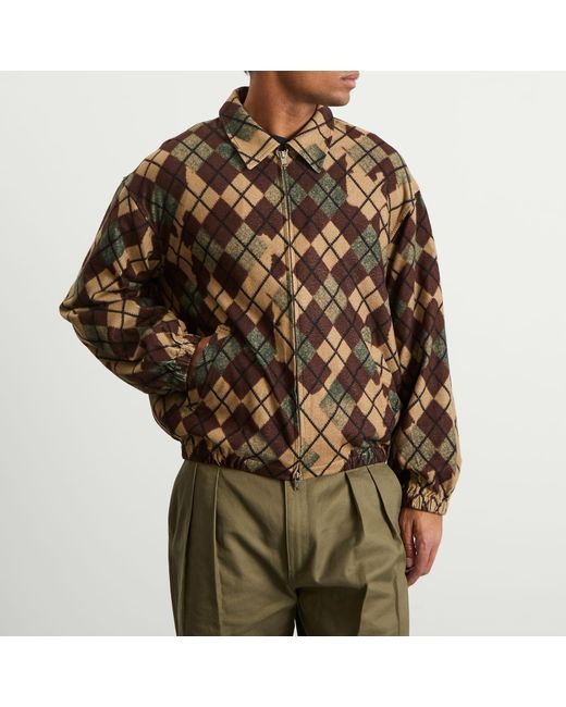 Nomarythm Textile Brown Argyle Zip Jacket for men