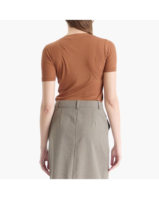 Auralee Brown Sheer Rib T-Shirt