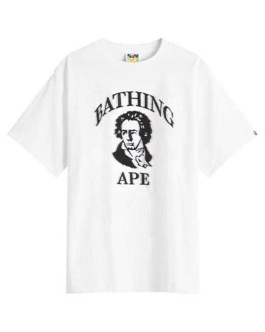 A Bathing Ape White Beethoven Graphic Relaxed Fit Tee for men