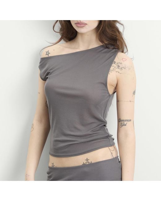 St. Agni Gray Fine Jersey Asymm Top