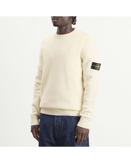 Stone Island White Lambswool Jumper for men