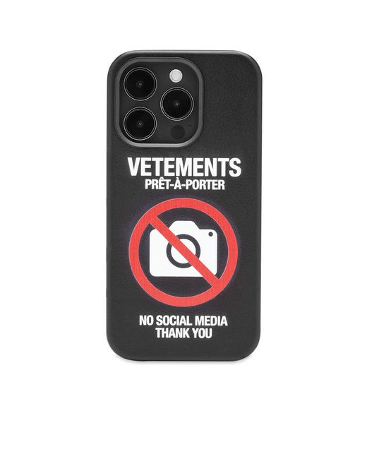 Vetements No Social Media Iphone 14 Pro Max Case in Black for Men