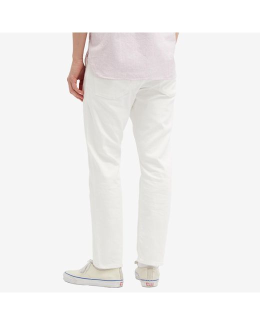 Beams Plus White 5 Pocket Denim Jeans for men