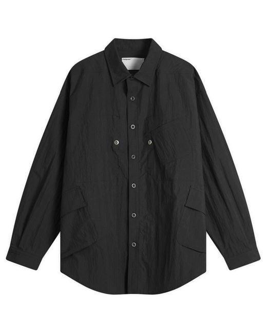 Poliquant Black In-Outside Pockets Oversized Cpo Shirt Jacket for men