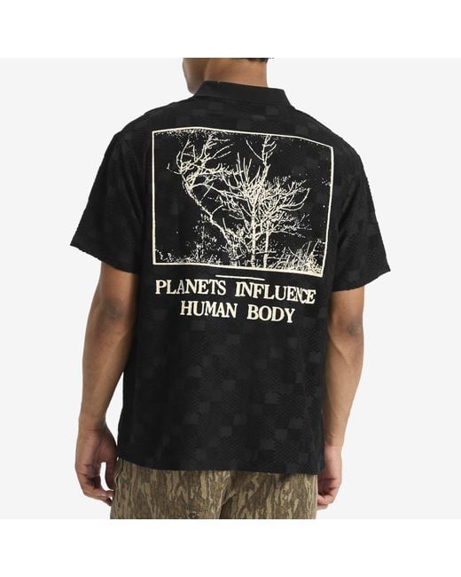 Pleasures Black Planets Polo Shirt for men
