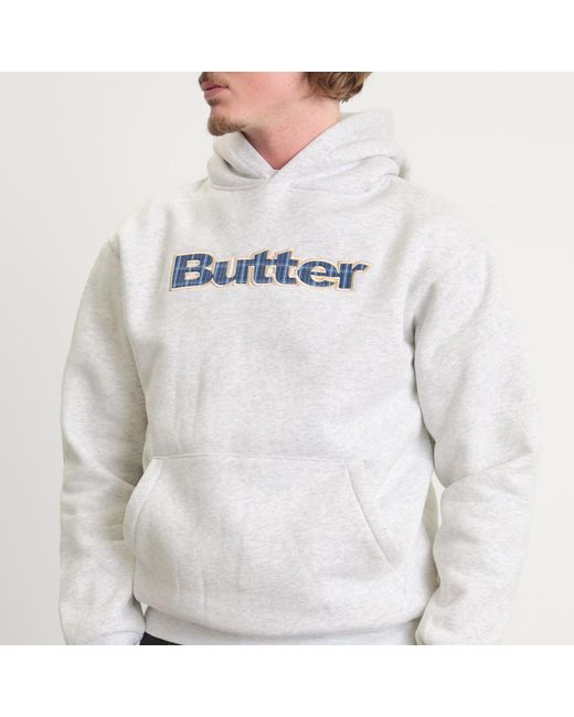 Butter Goods White Plaid Logo Applique Hoodie for men