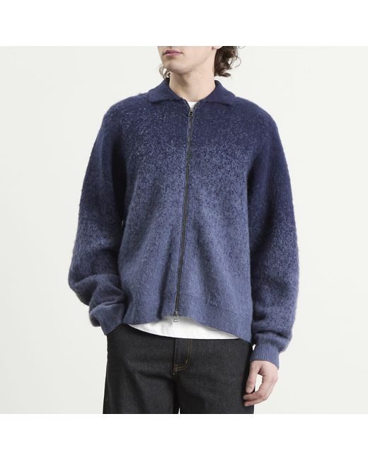 Dime Blue Mohair Double Zip Knit for men