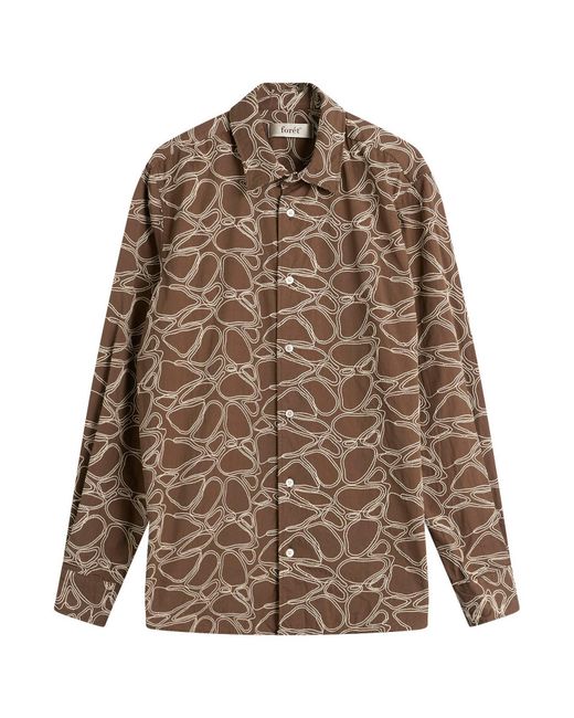 Forét Brown Dawn Embroidered Shirt for men