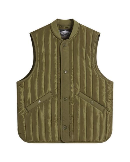 FRIZMWORKS Green Stripe Quilted Mil Liner Vest for men