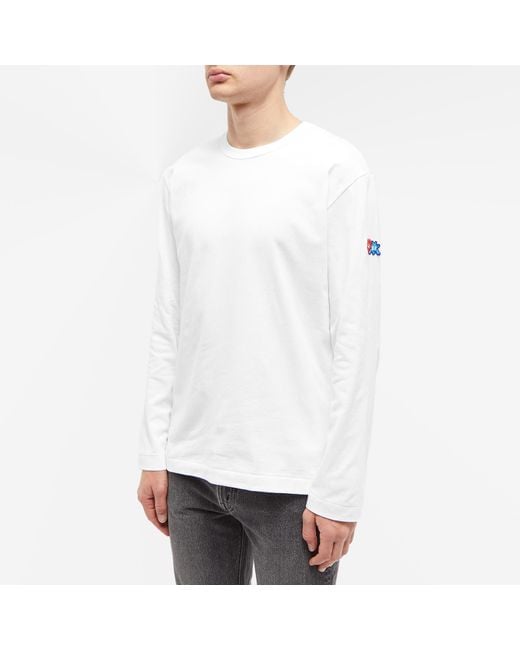 COMME DES GARÇONS PLAY White Long Sleeve Invader T-Shirt for men