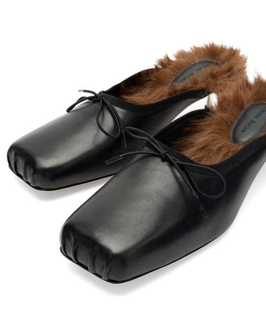 Simone Rocha Black Faux Fur Lined Pointe Mules