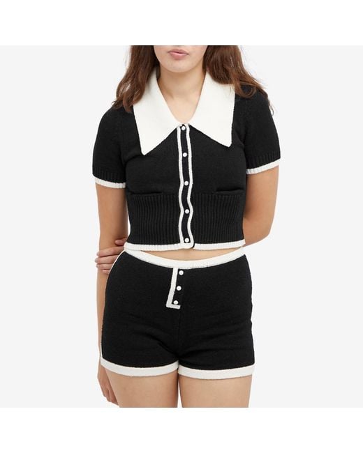 House Of Sunny Black Contrast Collar Button-Up Cardigan