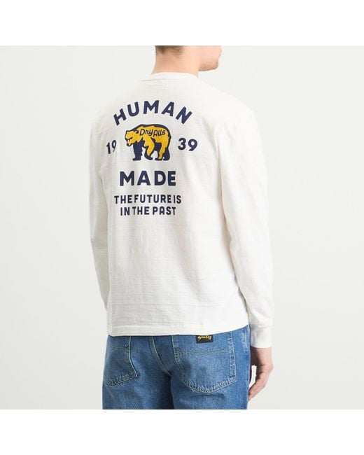 Human Made White Polar Bear Graphic Longsleeve T-Shirt for men
