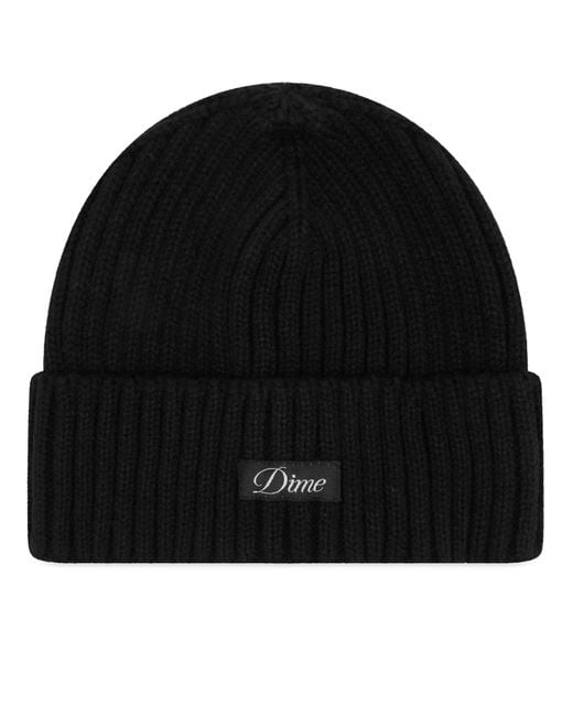Dime Black Cursive Logo Fold Beanie for men